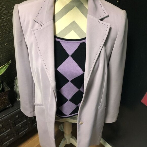 VTG PECK & PECK LAVENDER AND BLACK CHECKERED TOP SLEEVELESS Preowned Size SMALL - Picture 3 of 4